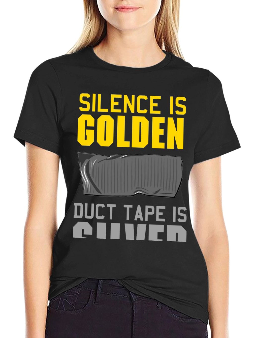 Silence is Golden Duct Tape Silver Funny T-Shirt