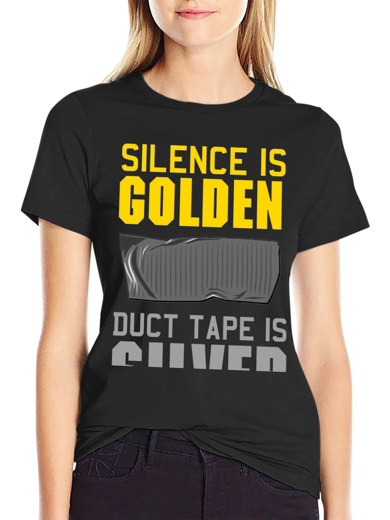 Silence is Golden Duct Tape Silver Funny T-Shirt