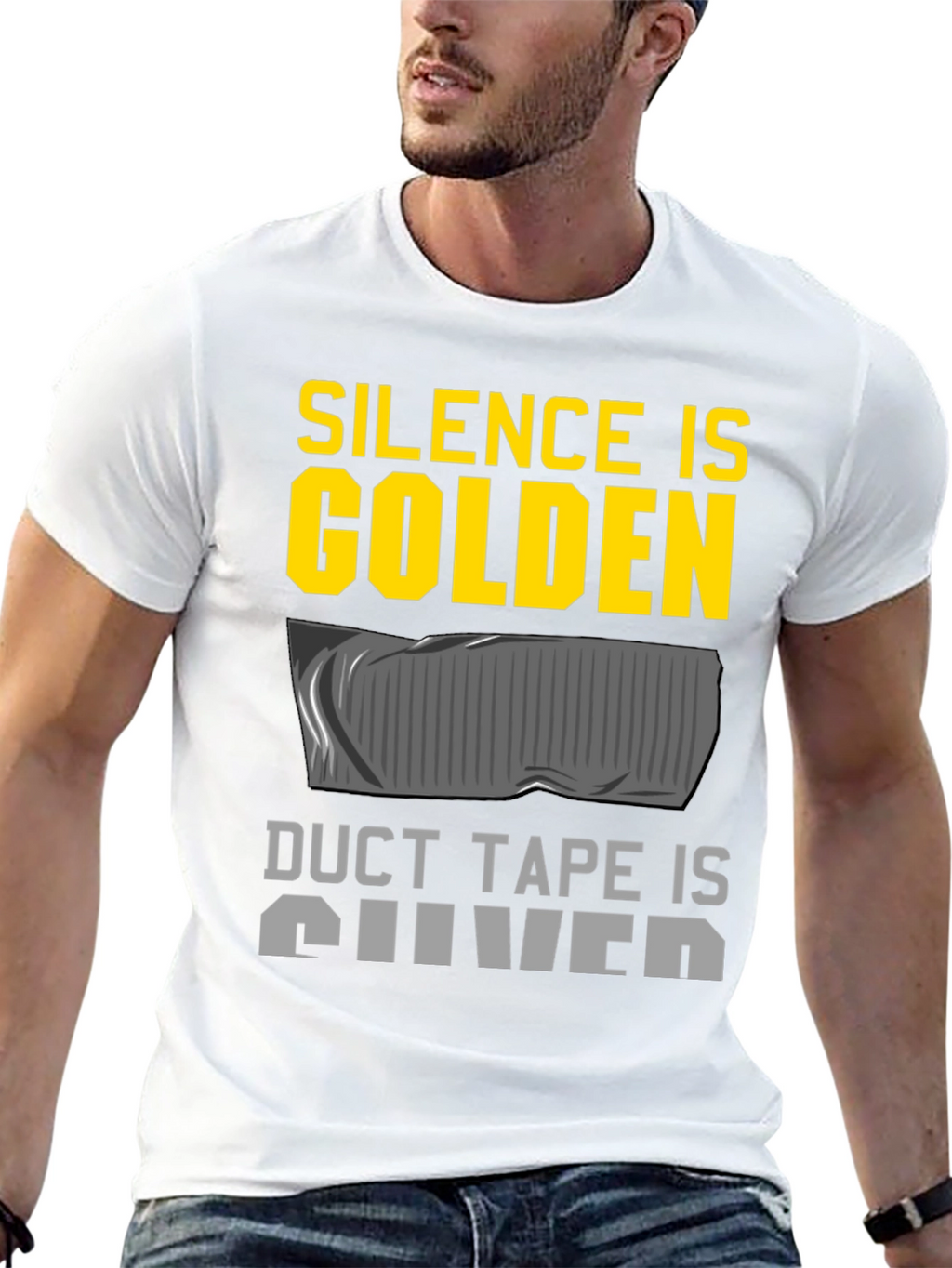 Silence is Golden Duct Tape Silver Funny T-Shirt