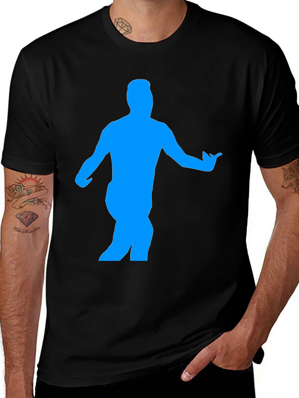 Mens Black T-Shirt with Blue Dancer Graphic