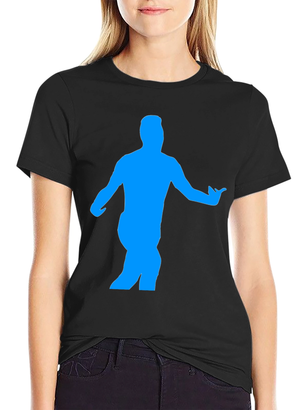 Mens Black T-Shirt with Blue Dancer Graphic