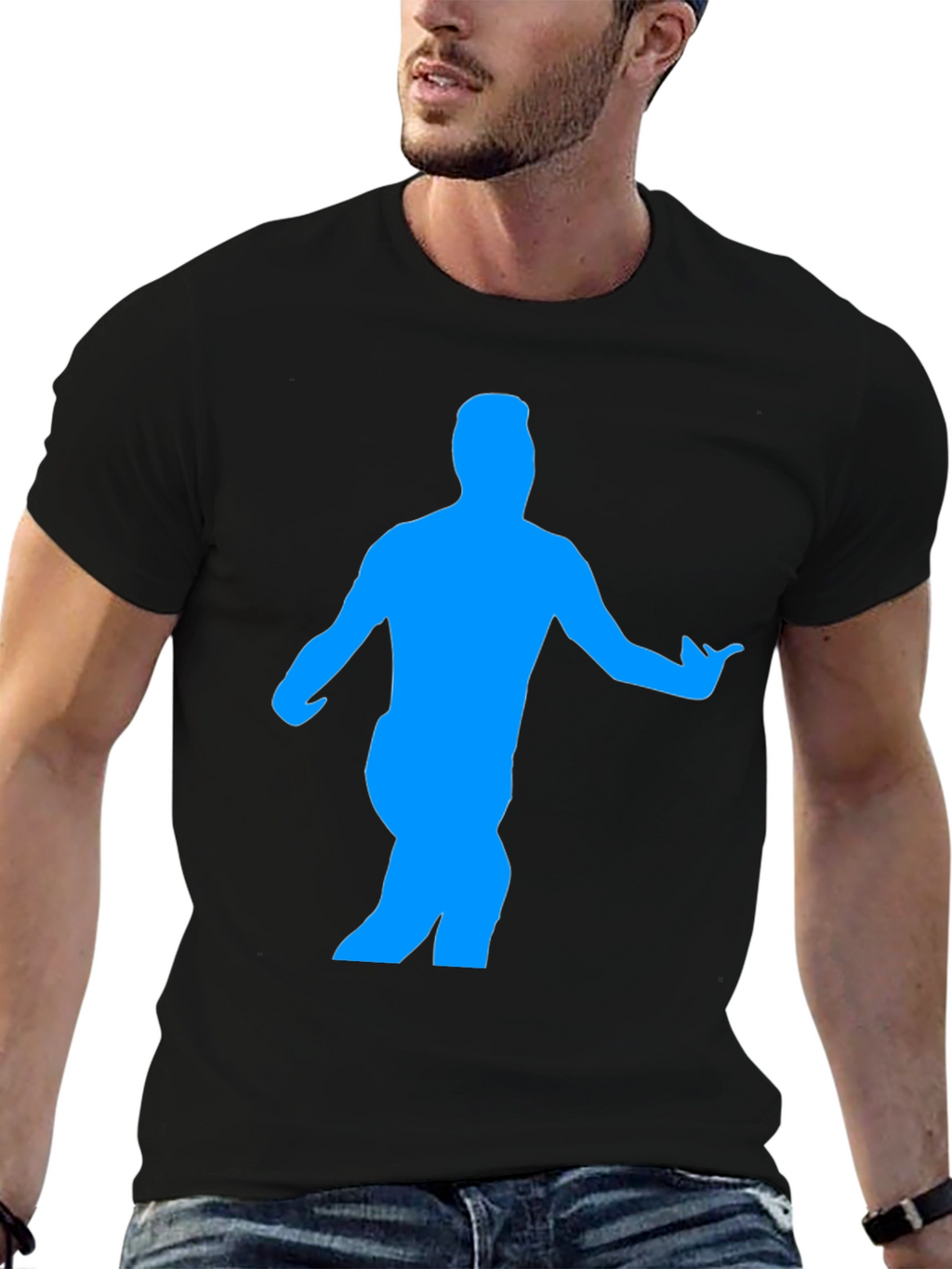 Mens Black T-Shirt with Blue Dancer Graphic