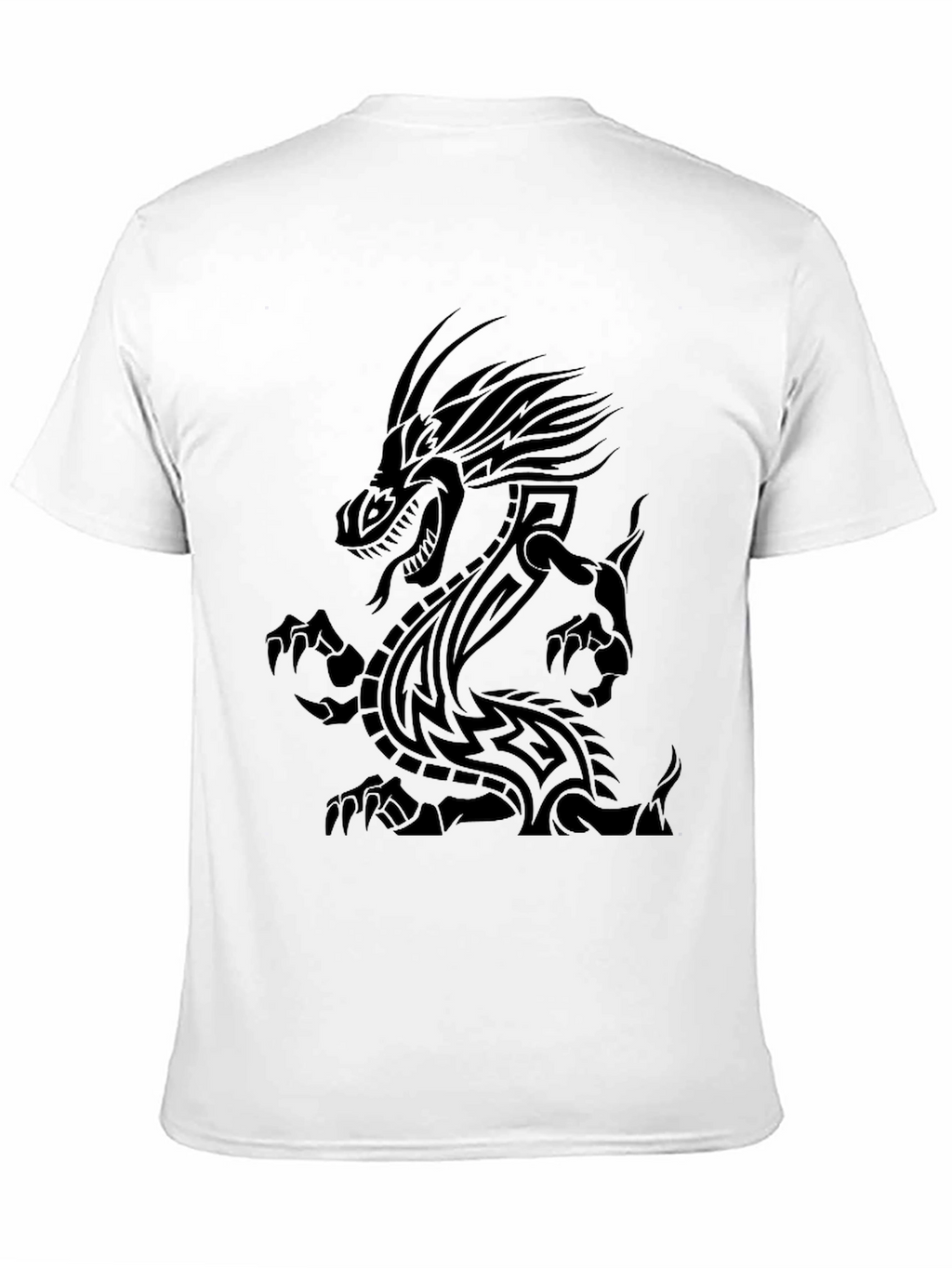 Tribal Dragon Graphic Print Black T-Shirt