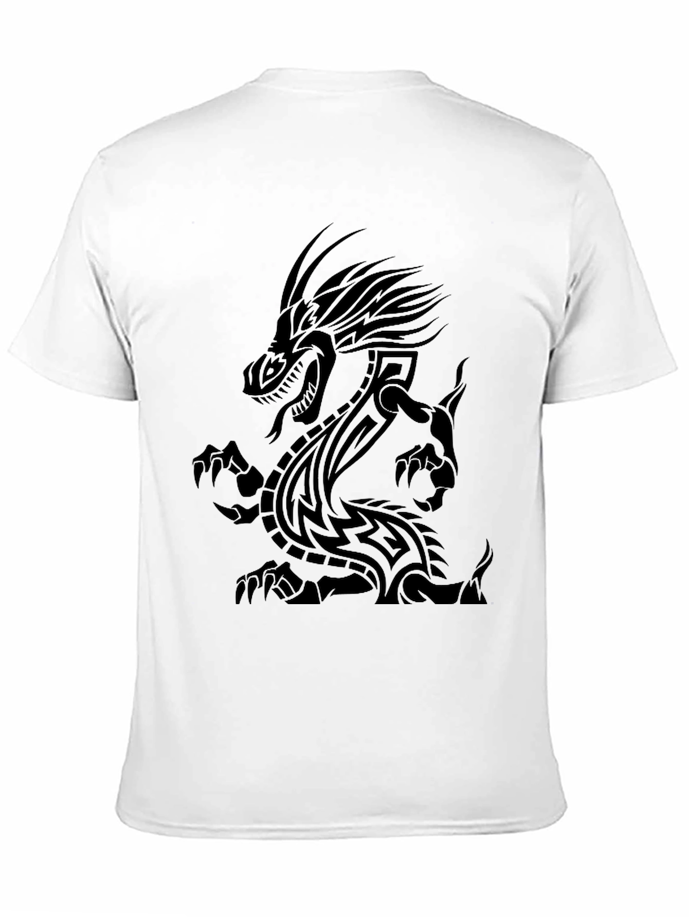 Tribal Dragon Graphic Print Black T-Shirt