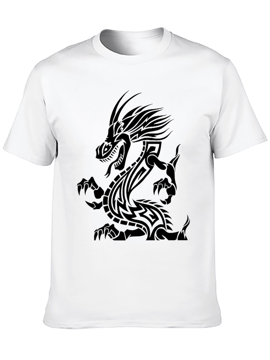 Tribal Dragon Graphic Print Black T-Shirt