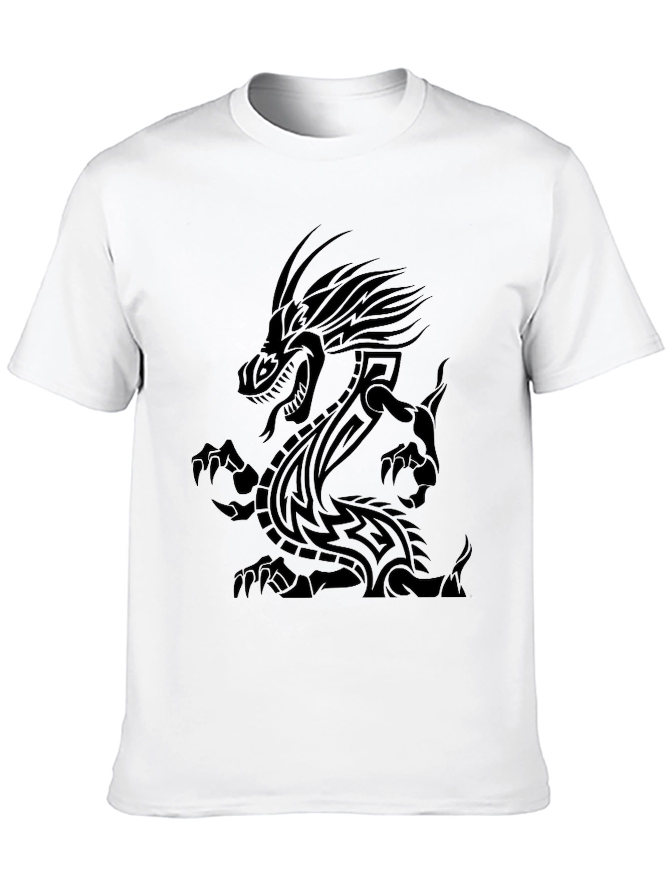 Tribal Dragon Graphic Print Black T-Shirt