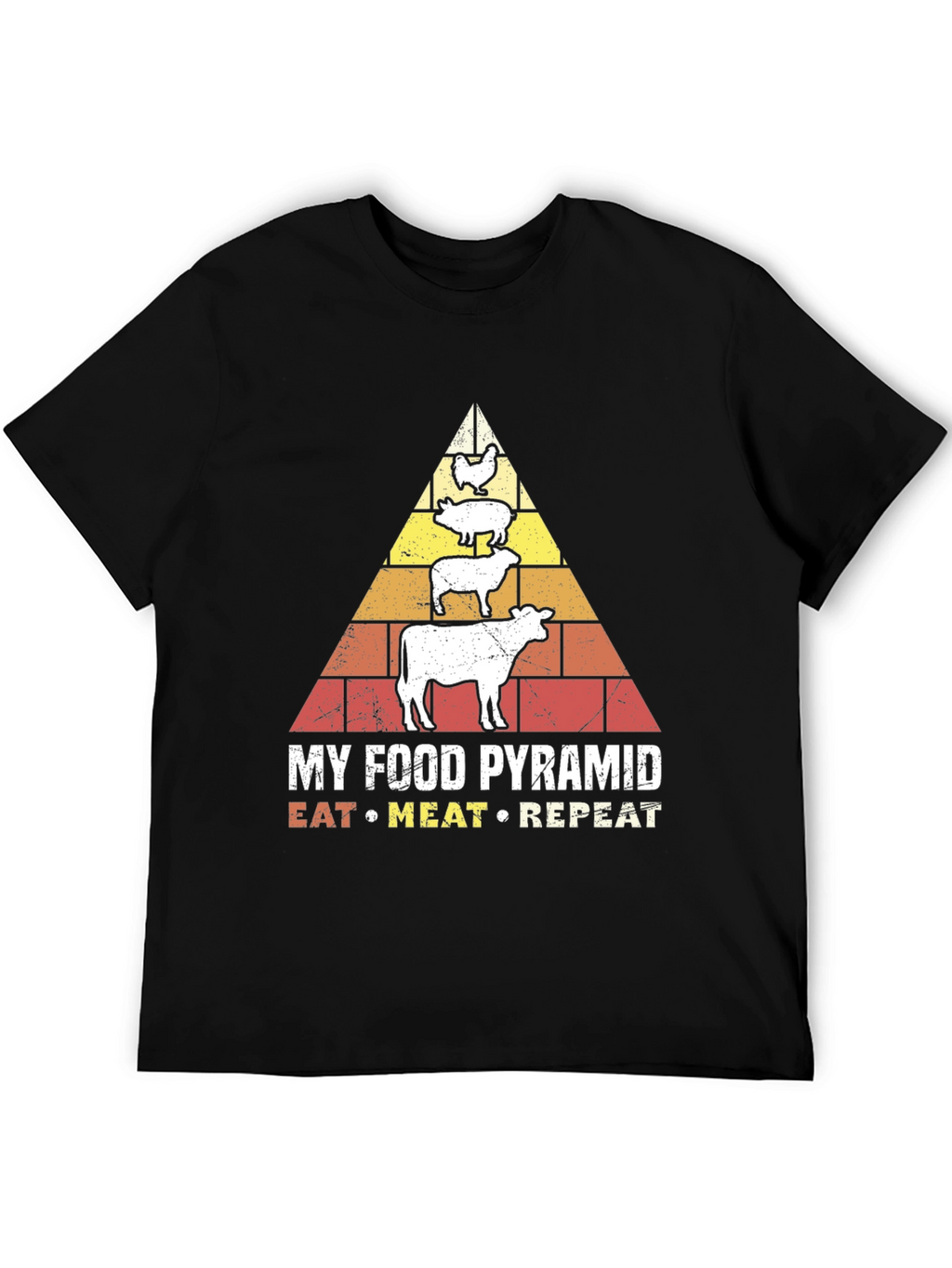 Eat Meat Repeat T-Shirt - Food Pyramid Graphic Tee