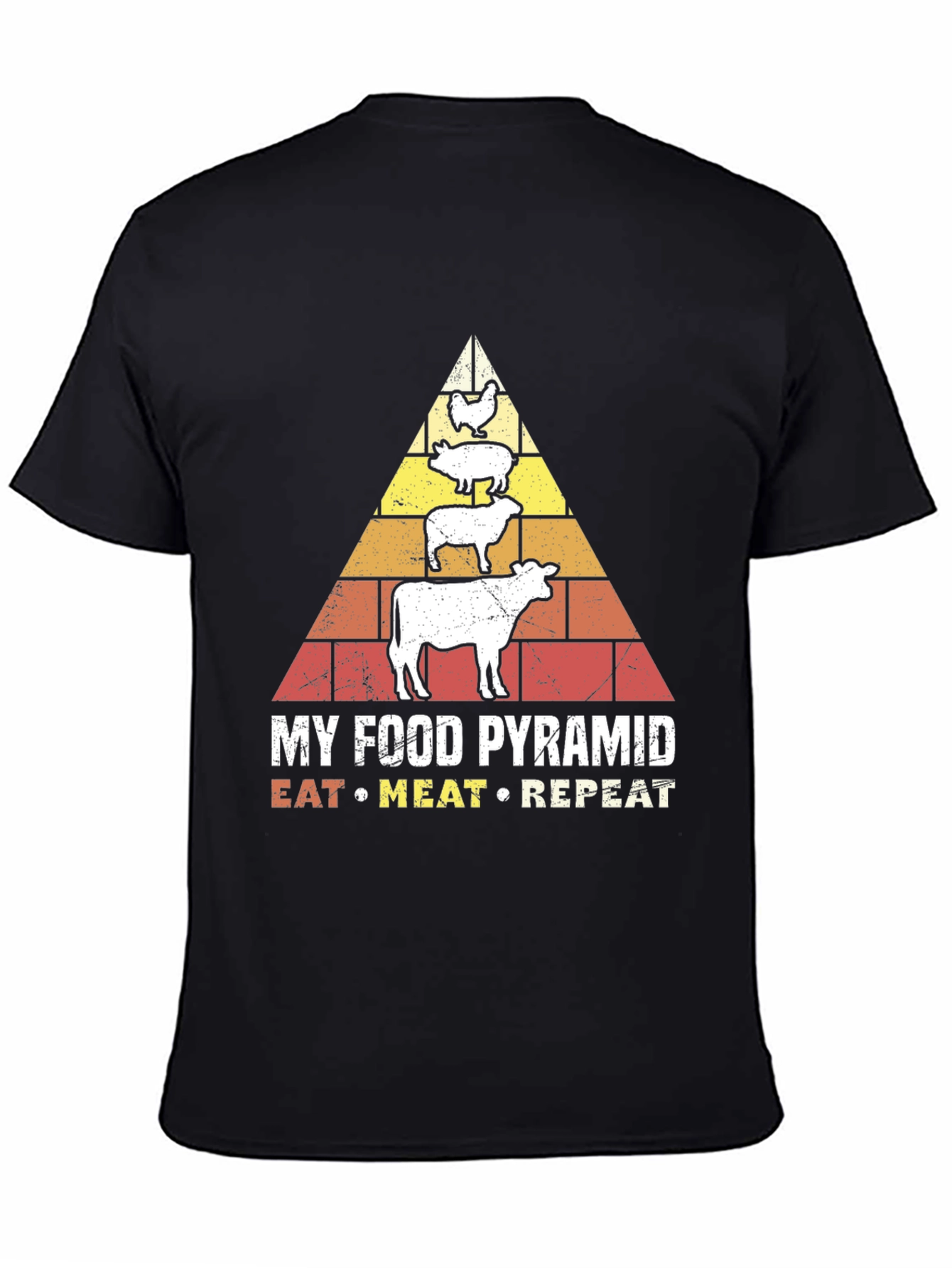 Eat Meat Repeat T-Shirt - Food Pyramid Graphic Tee