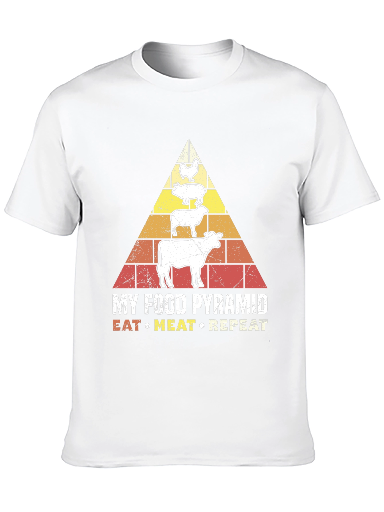 Eat Meat Repeat T-Shirt - Food Pyramid Graphic Tee