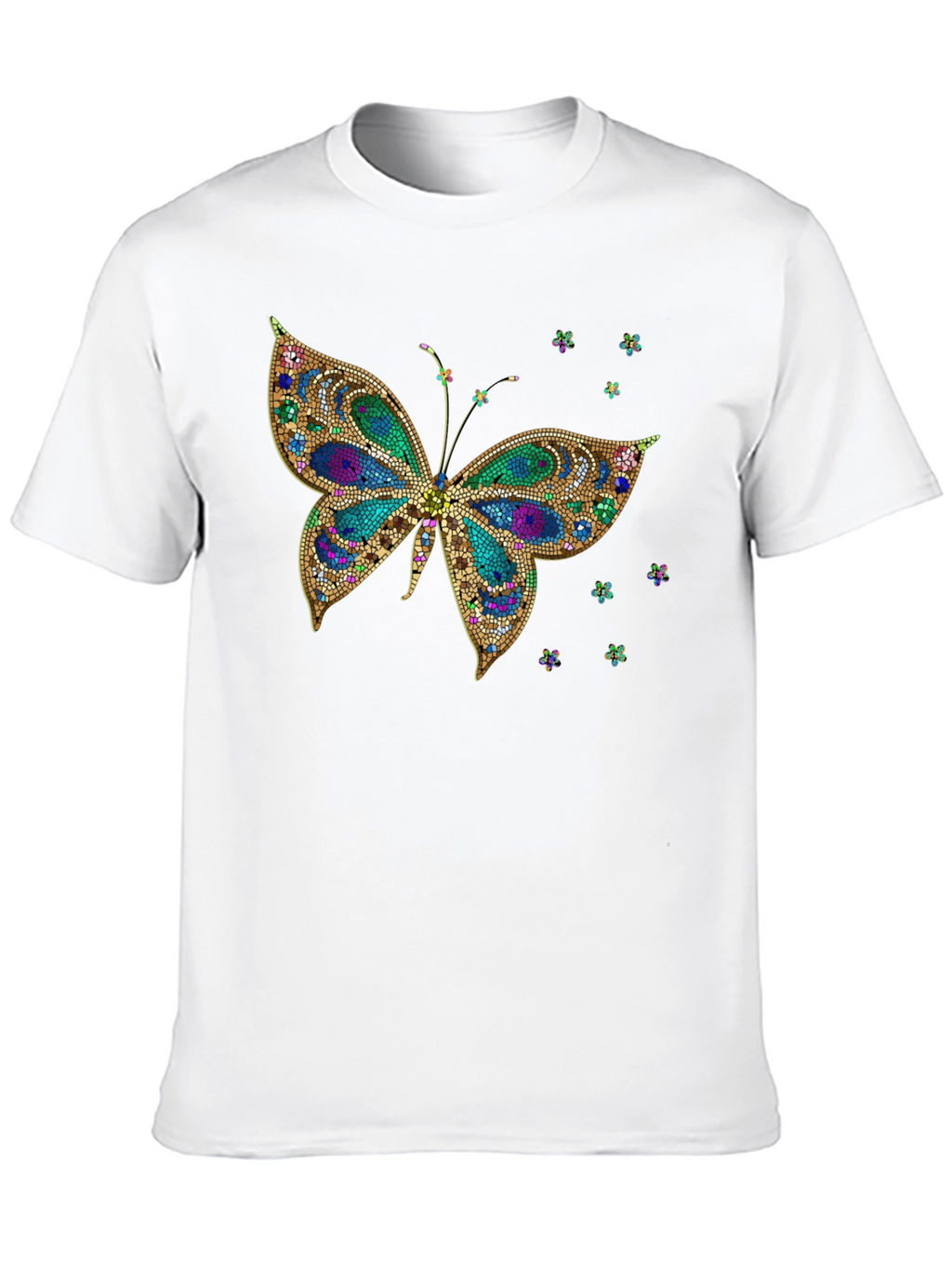 Butterfly Print Crew Neck T-Shirt