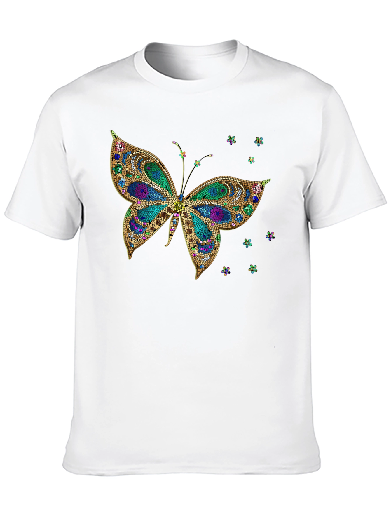 Butterfly Print Crew Neck T-Shirt