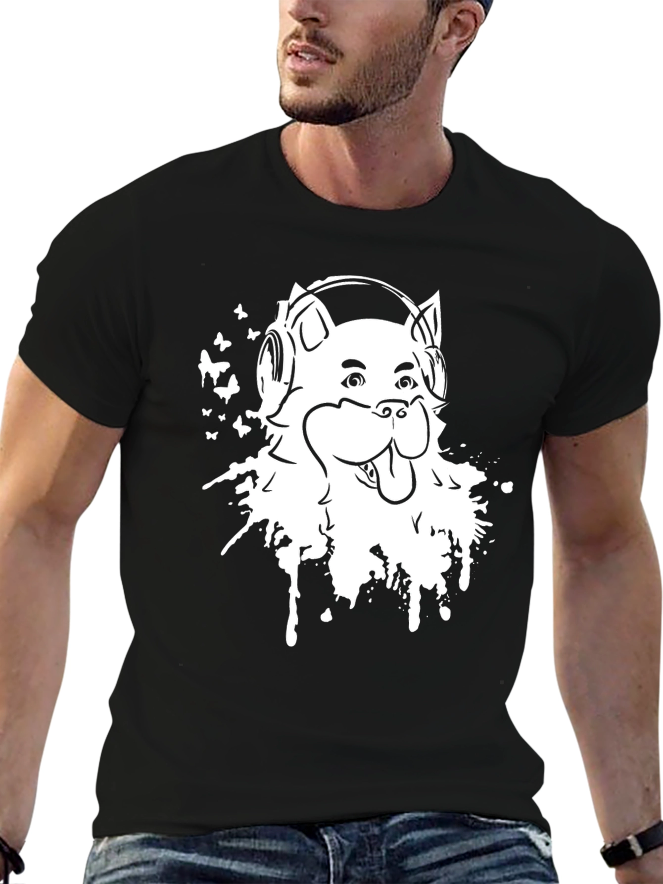 Cool Dog Graphic Tee - Music Lover Design
