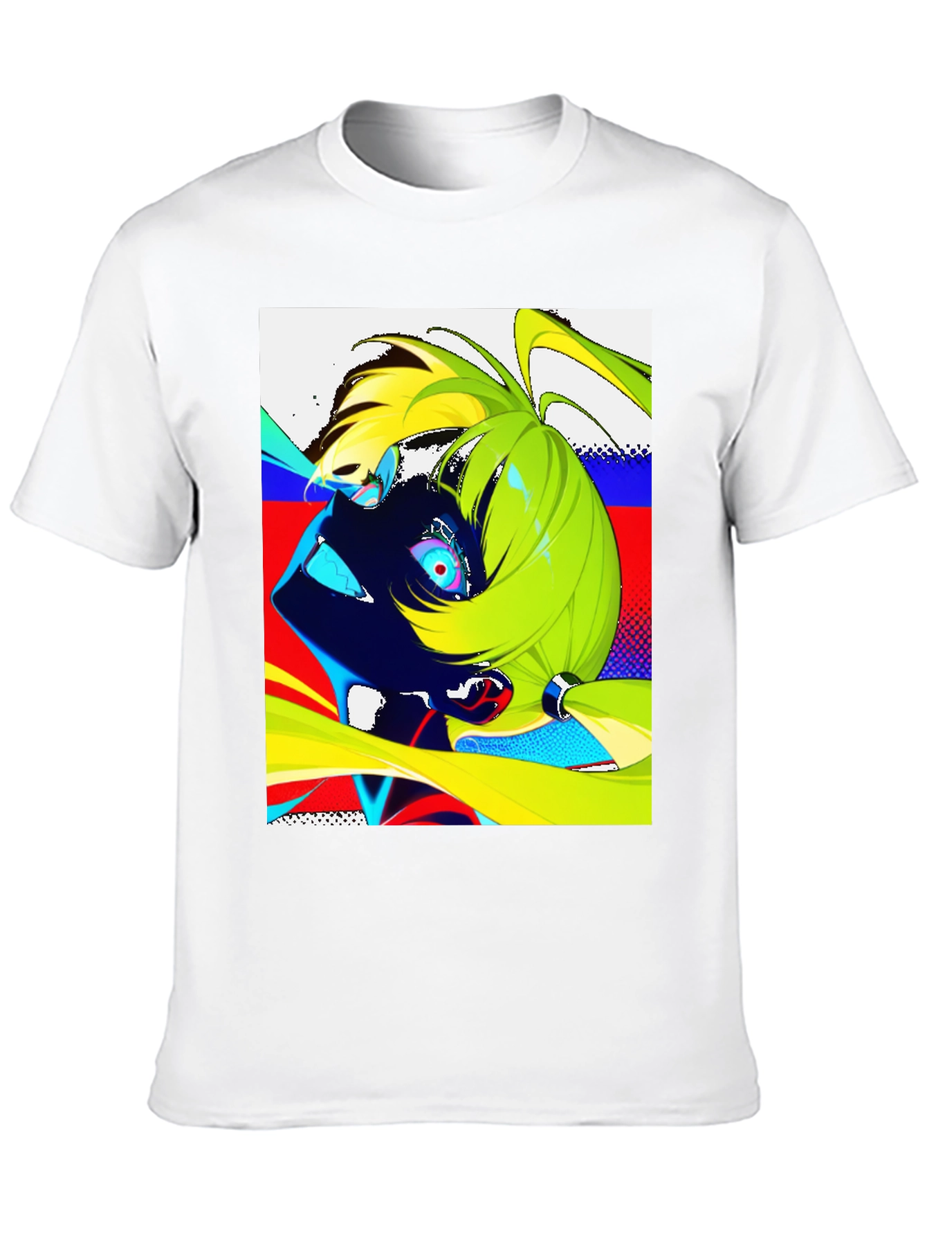 Anime Graphic Print Black Crew Neck Mens T-Shirt