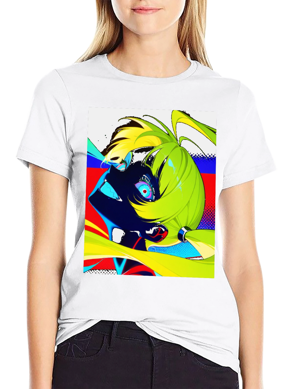 Anime Graphic Print Black Crew Neck Mens T-Shirt