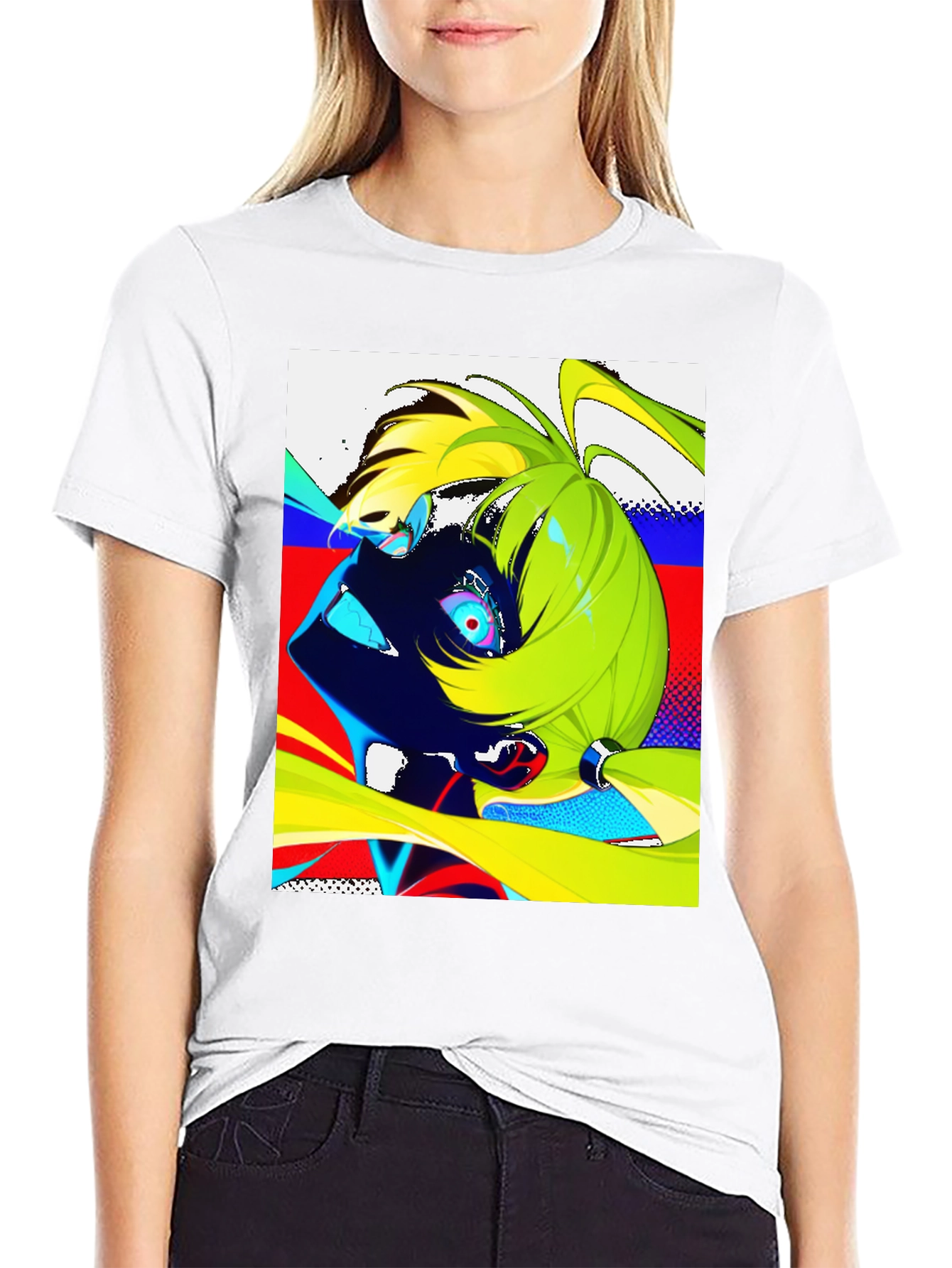 Anime Graphic Print Black Crew Neck Mens T-Shirt