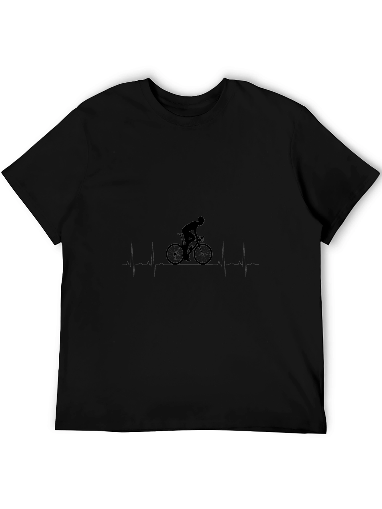 Cycling Heartbeat Graphic Tee - Black Cotton Blend