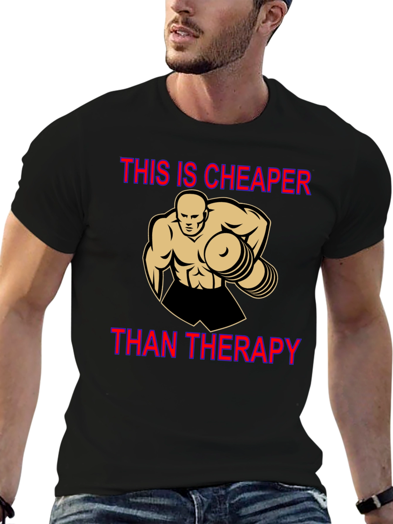 Workout Motivation T-Shirt: Cheaper Than Therapy