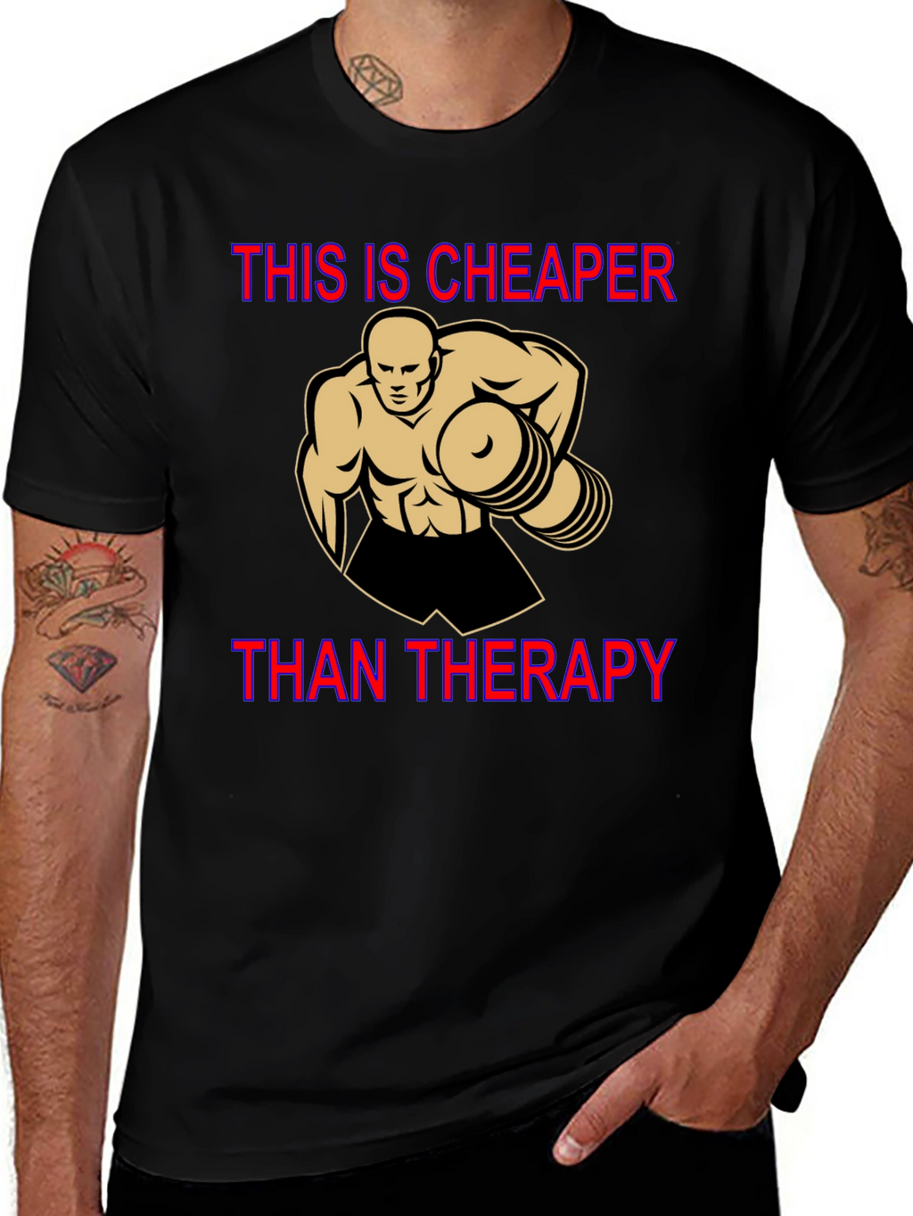 Workout Motivation T-Shirt: Cheaper Than Therapy
