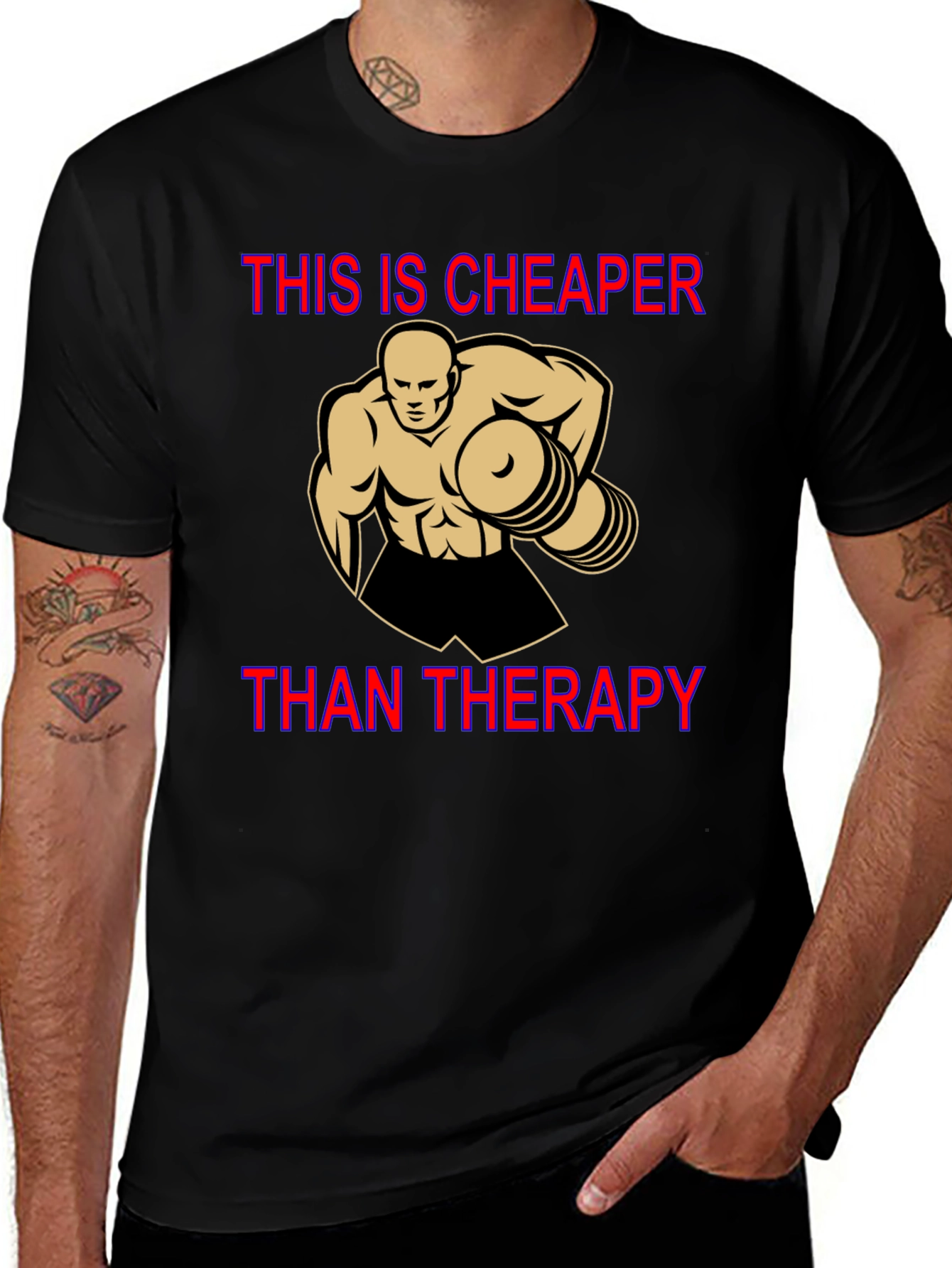 Workout Motivation T-Shirt: Cheaper Than Therapy