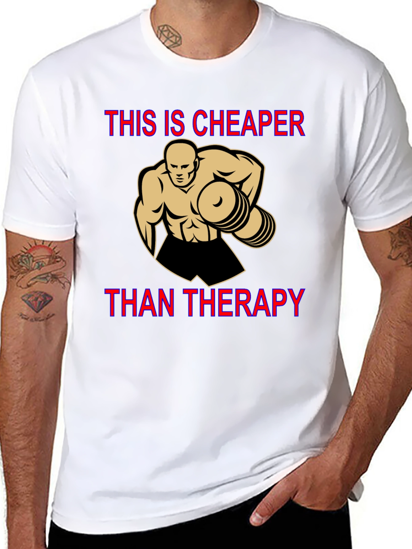Workout Motivation T-Shirt: Cheaper Than Therapy