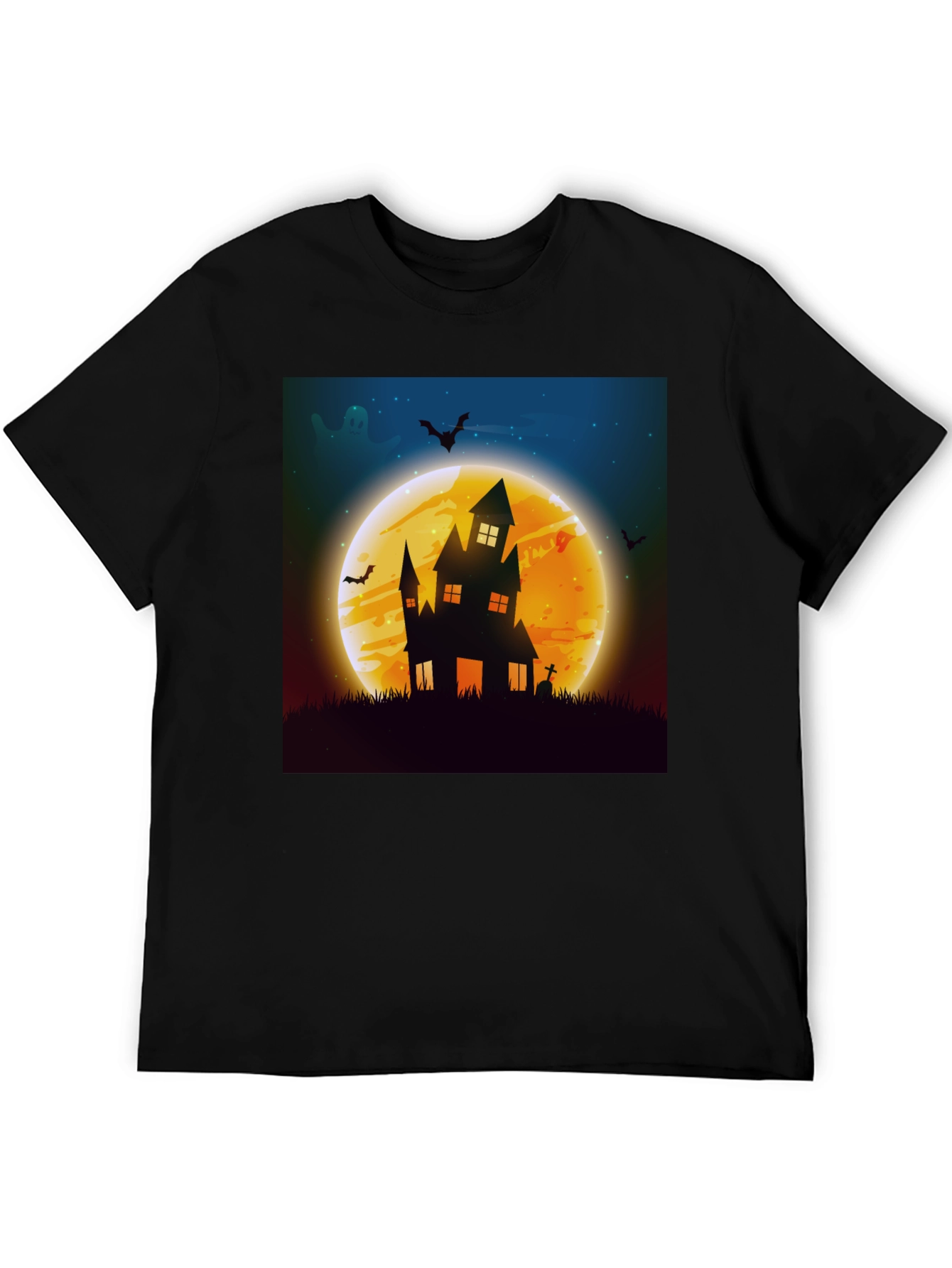 Spooky Halloween Haunted House Graphic Tee
