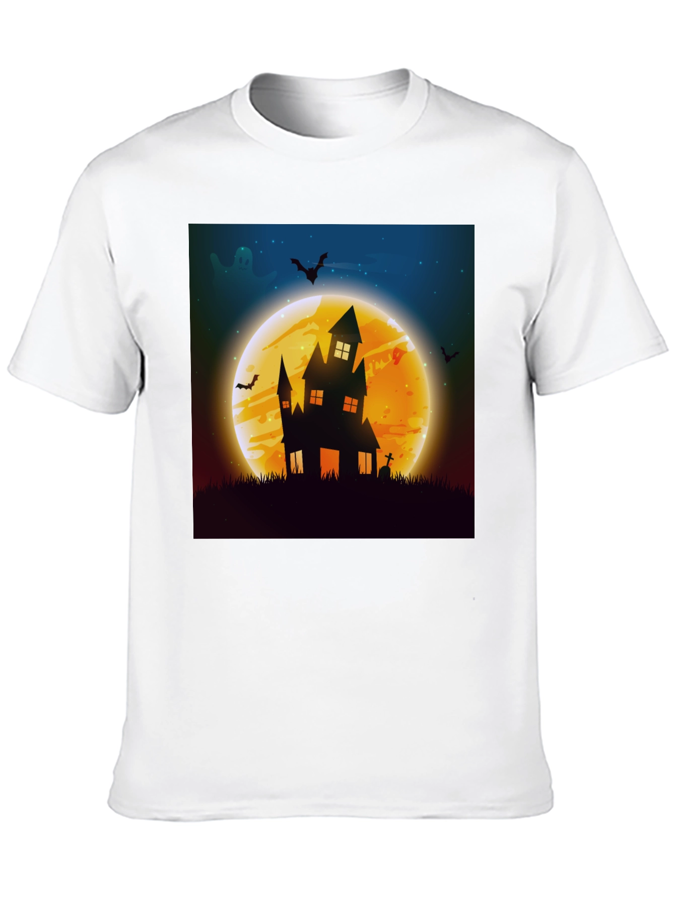 Spooky Halloween Haunted House Graphic Tee