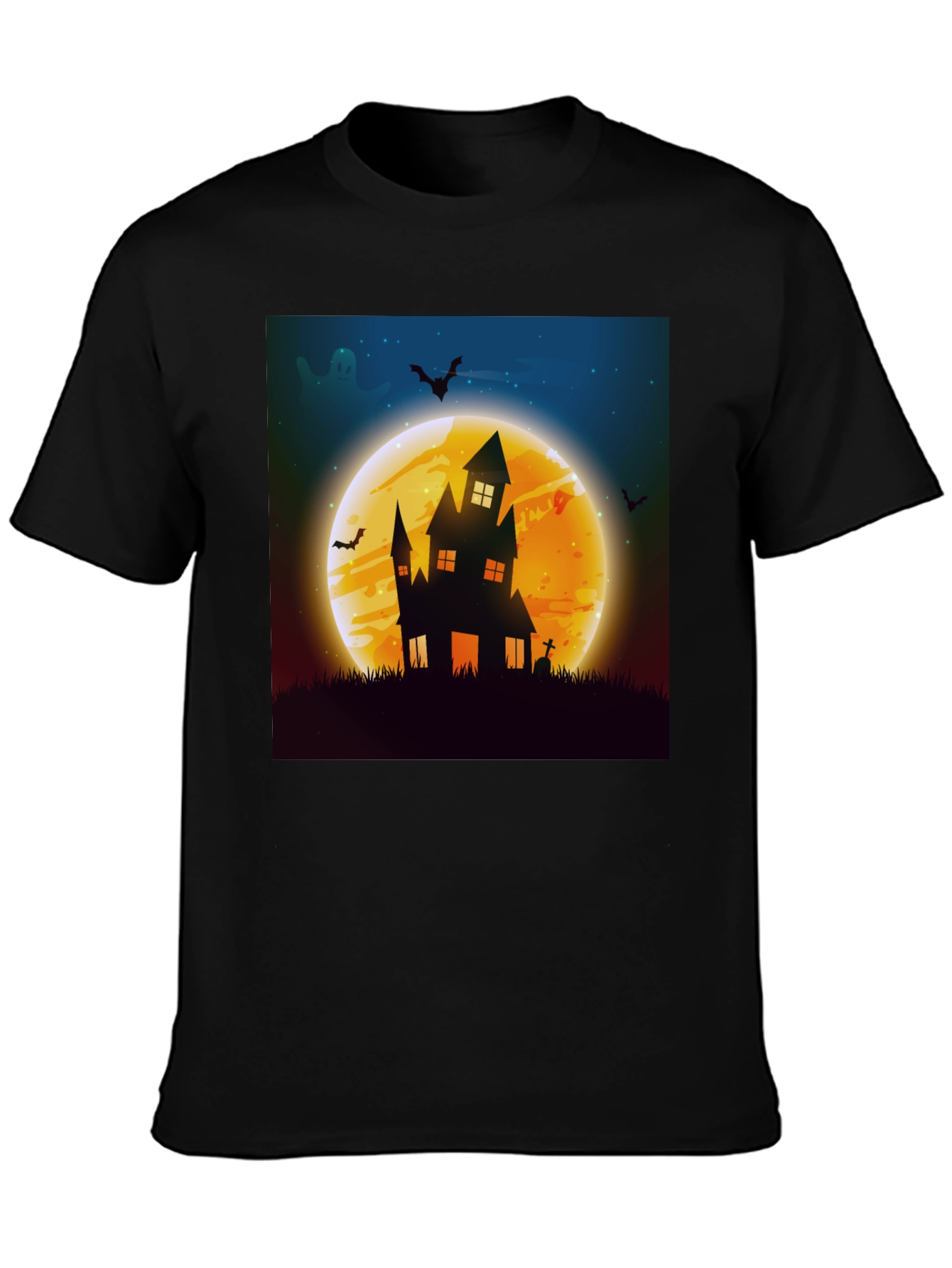 Spooky Halloween Haunted House Graphic Tee