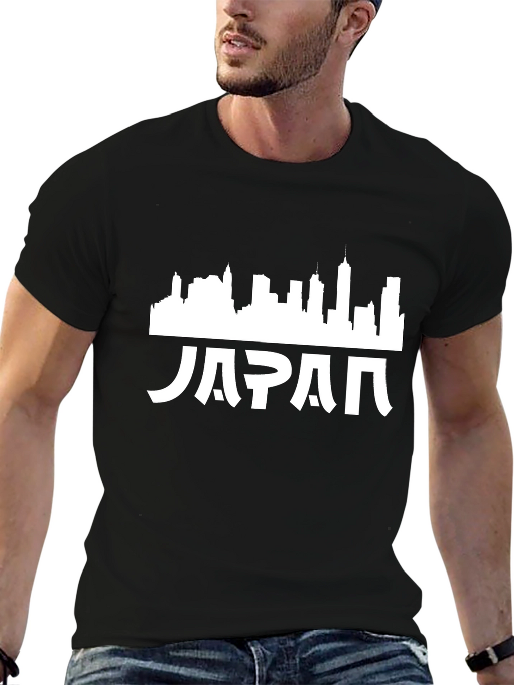 Japan Skyline Graphic Tee - Mens Black T-Shirt