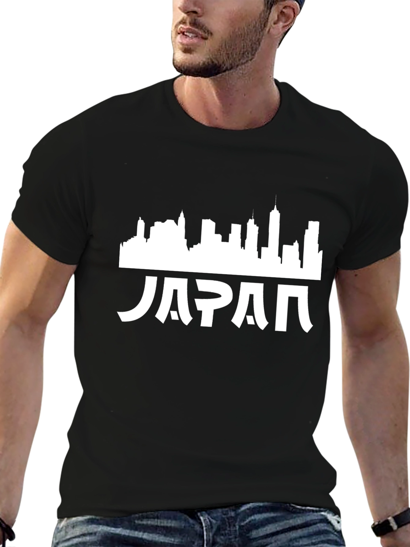 Japan Skyline Graphic Tee - Mens Black T-Shirt