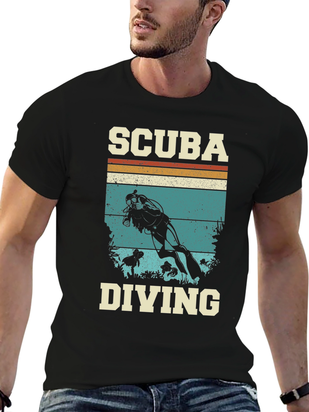 Scuba Diving Retro Graphic Tee - Black