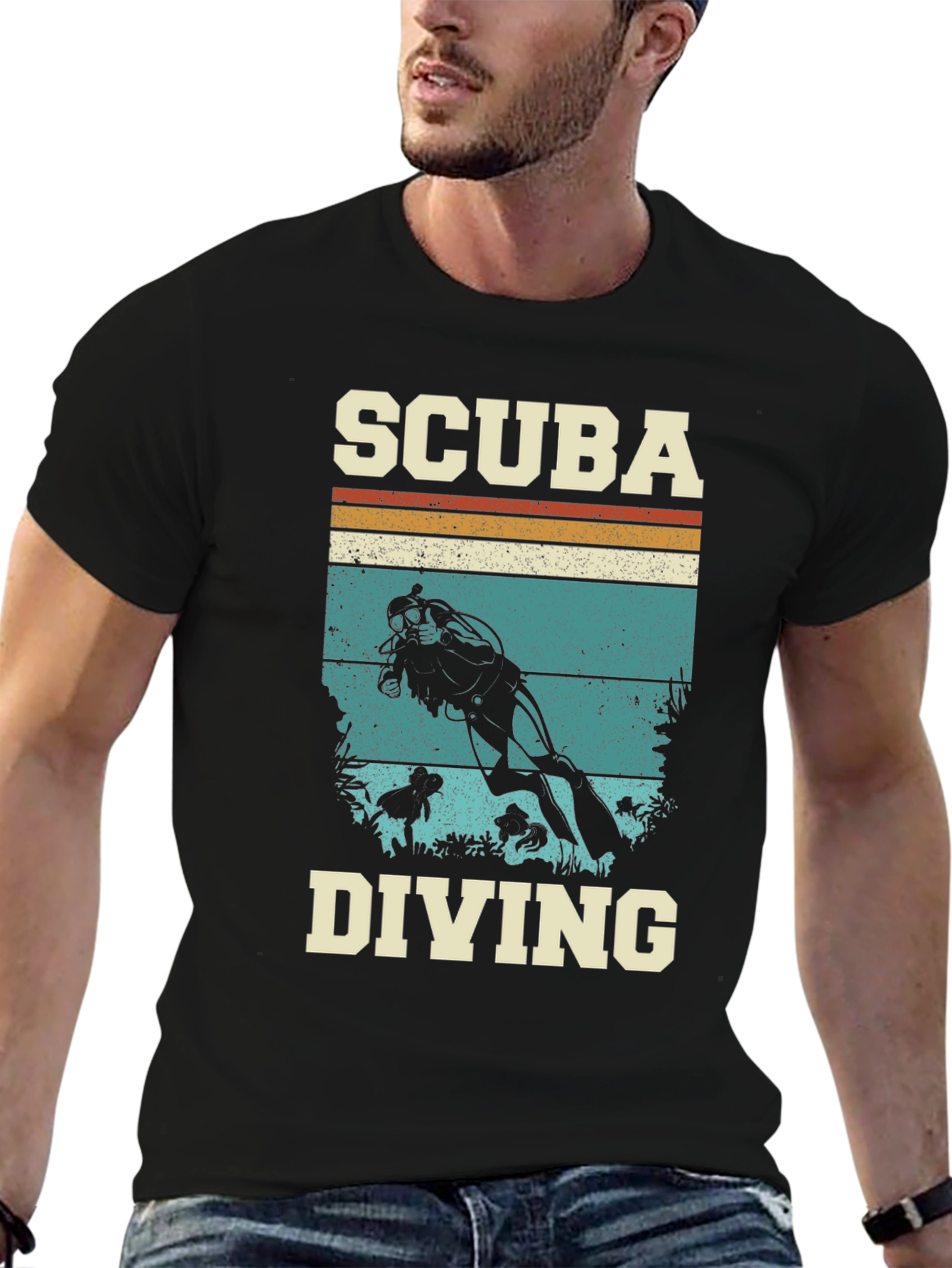 Scuba Diving Retro Graphic Tee - Black