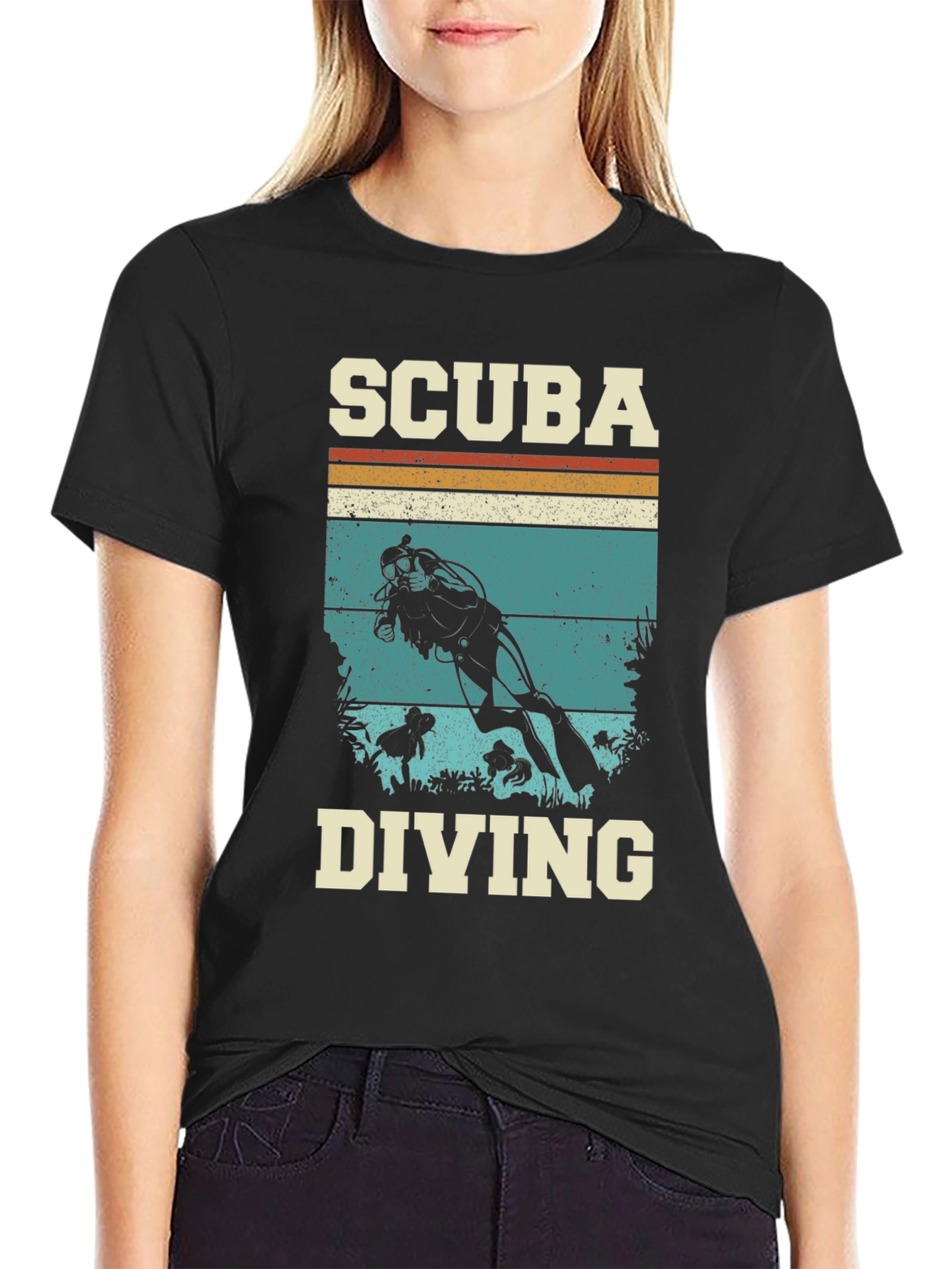 Scuba Diving Retro Graphic Tee - Black