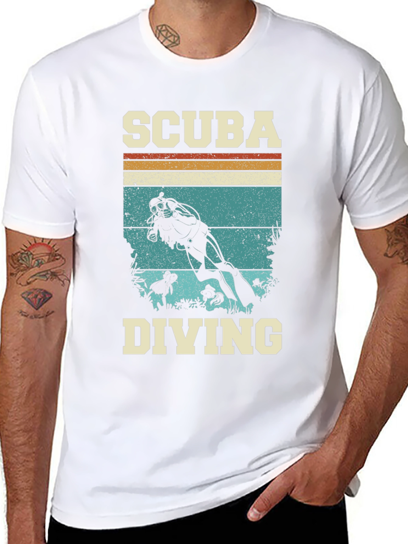 Scuba Diving Retro Graphic Tee - Black