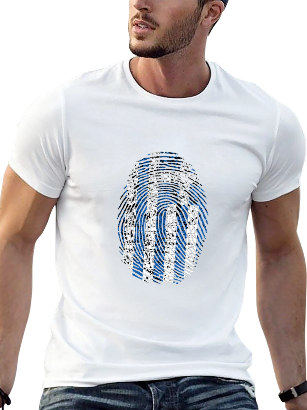 Greek Flag Fingerprint Graphic Tee