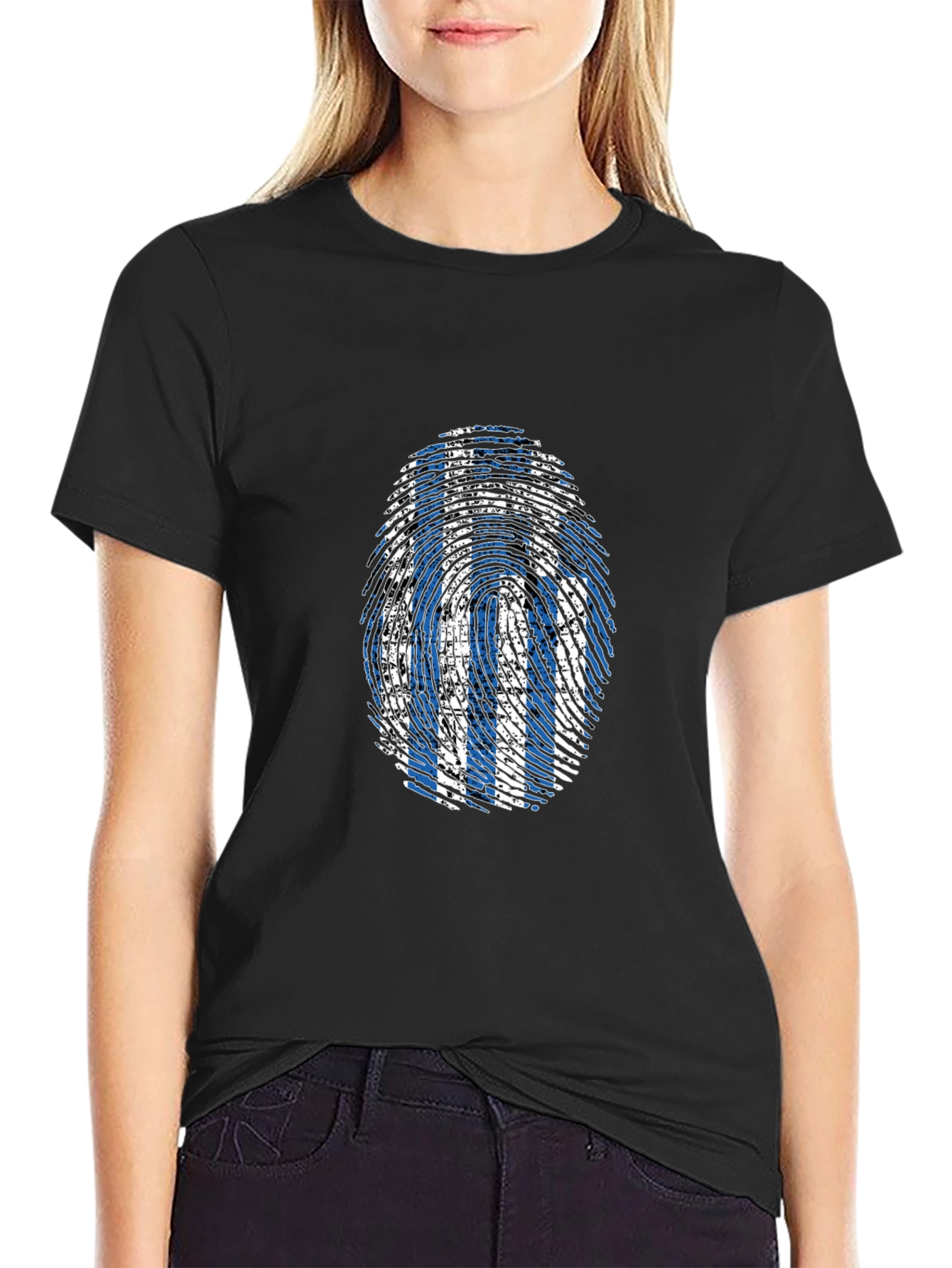 Greek Flag Fingerprint Graphic Tee