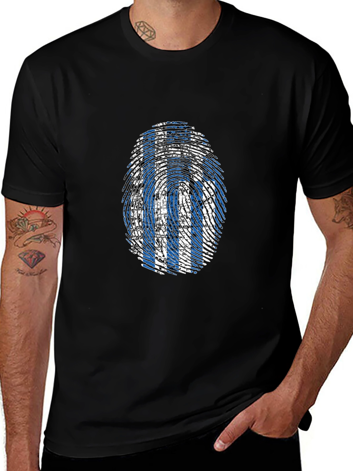 Greek Flag Fingerprint Graphic Tee