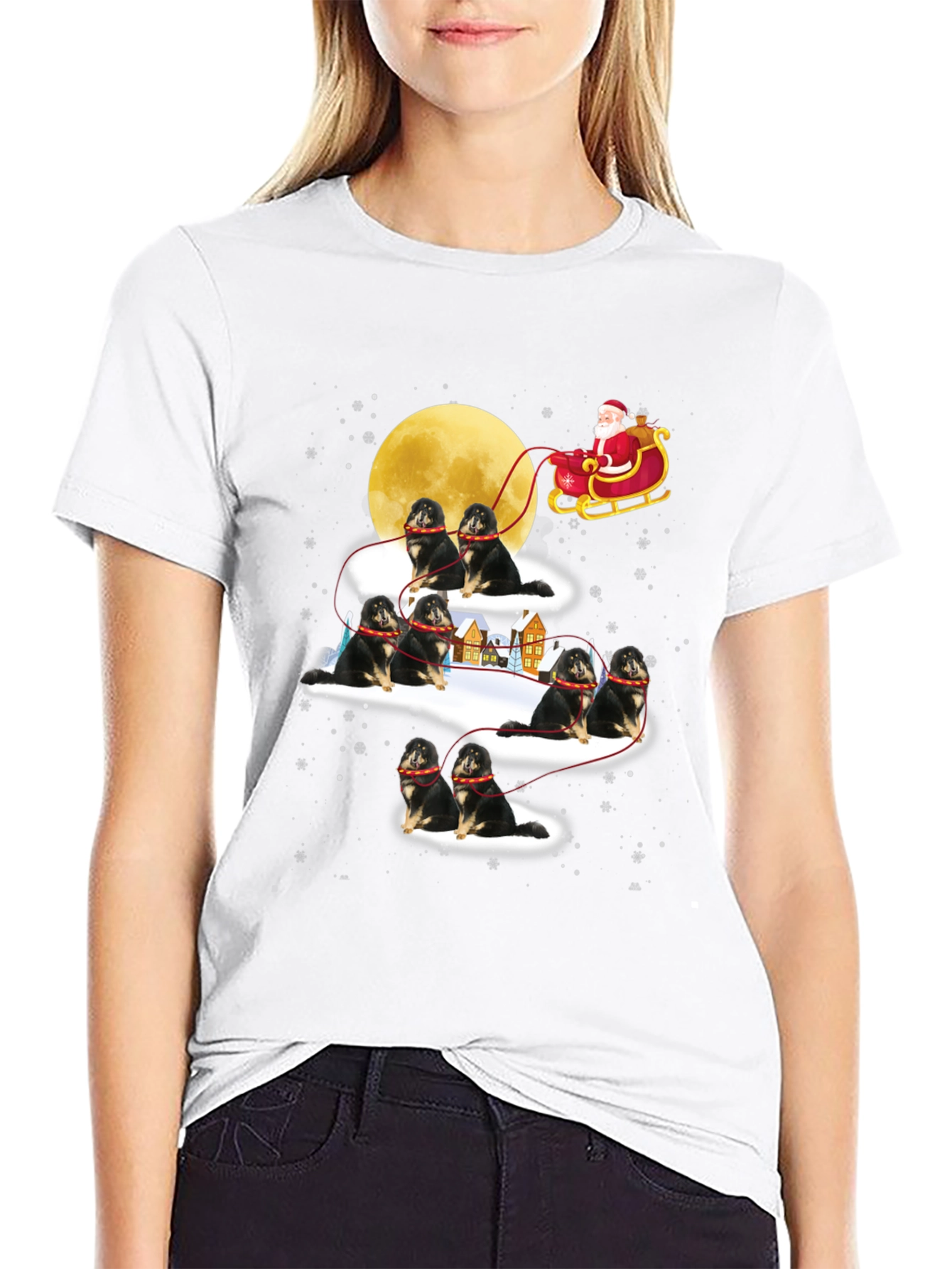 Santa Shiba Inu Sleigh T-Shirt