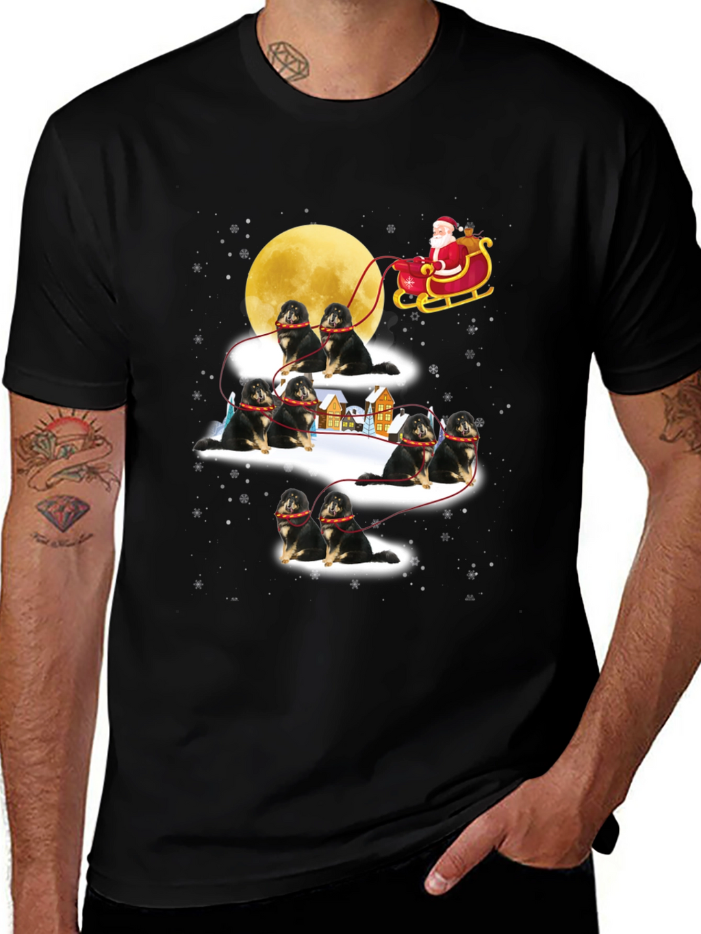 Santa Shiba Inu Sleigh T-Shirt