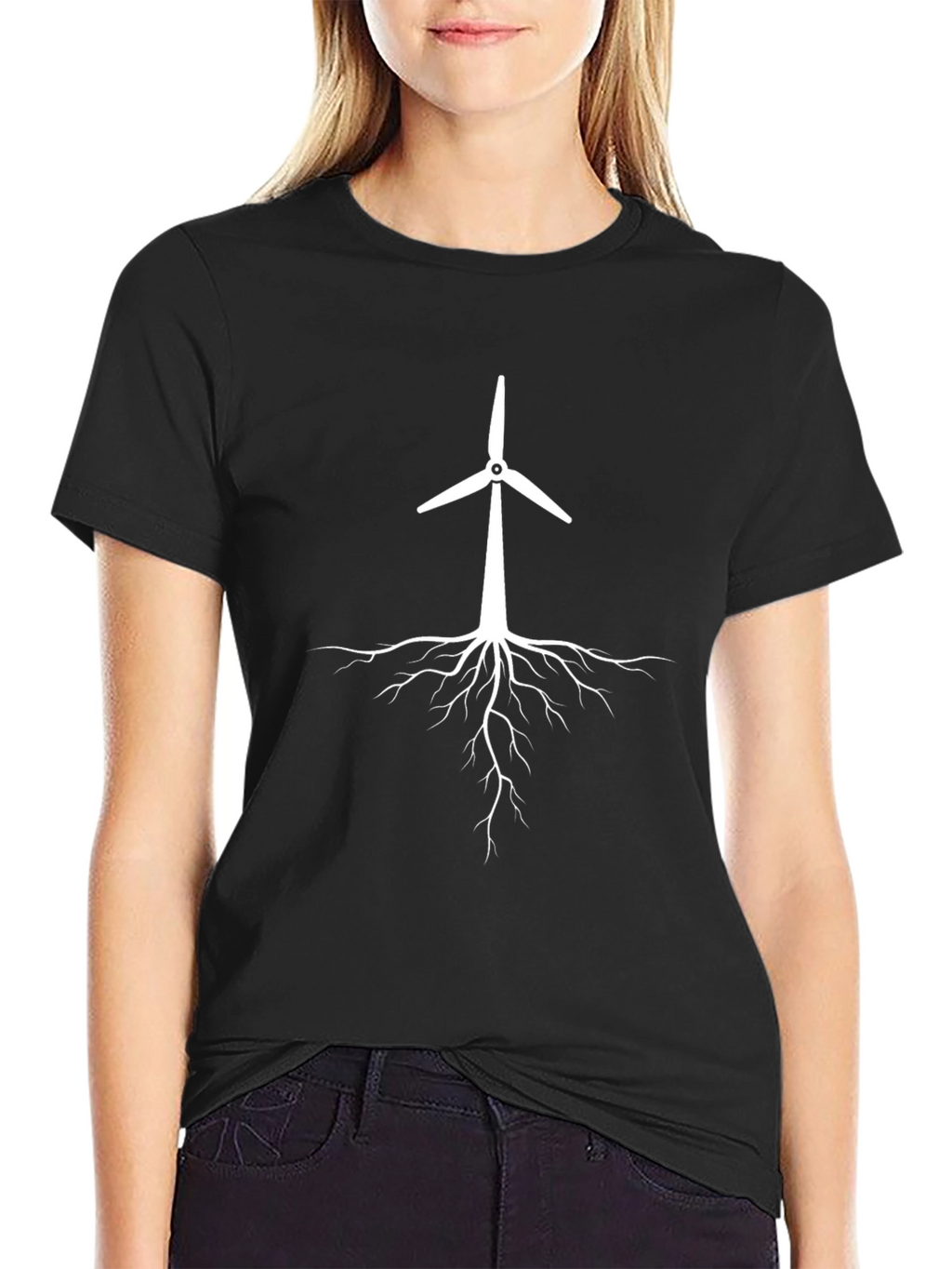 Wind Turbine Roots Graphic Tee - Sustainable Energy Shirt