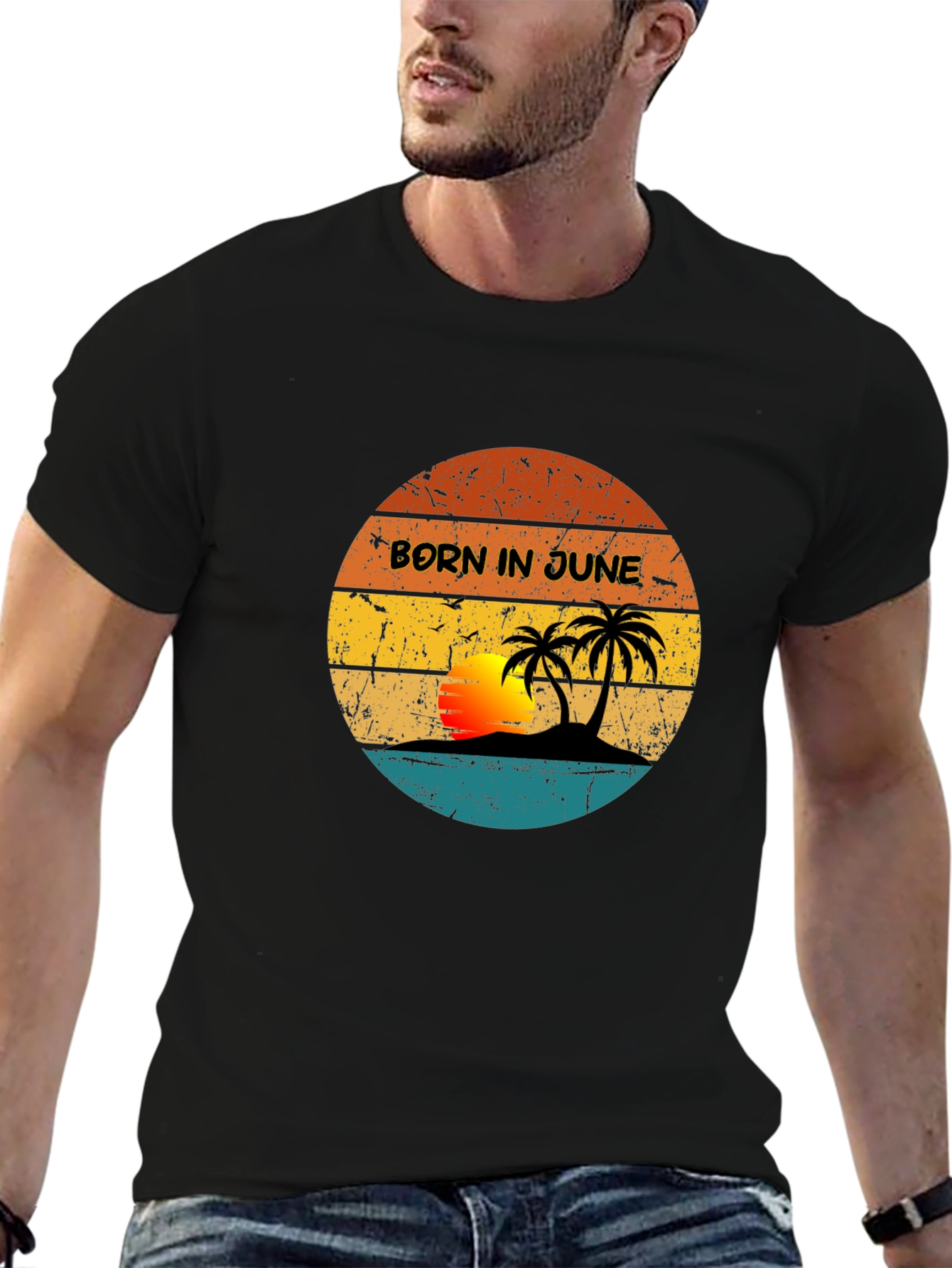 Born in June Tropical Sunset Graphic Tee