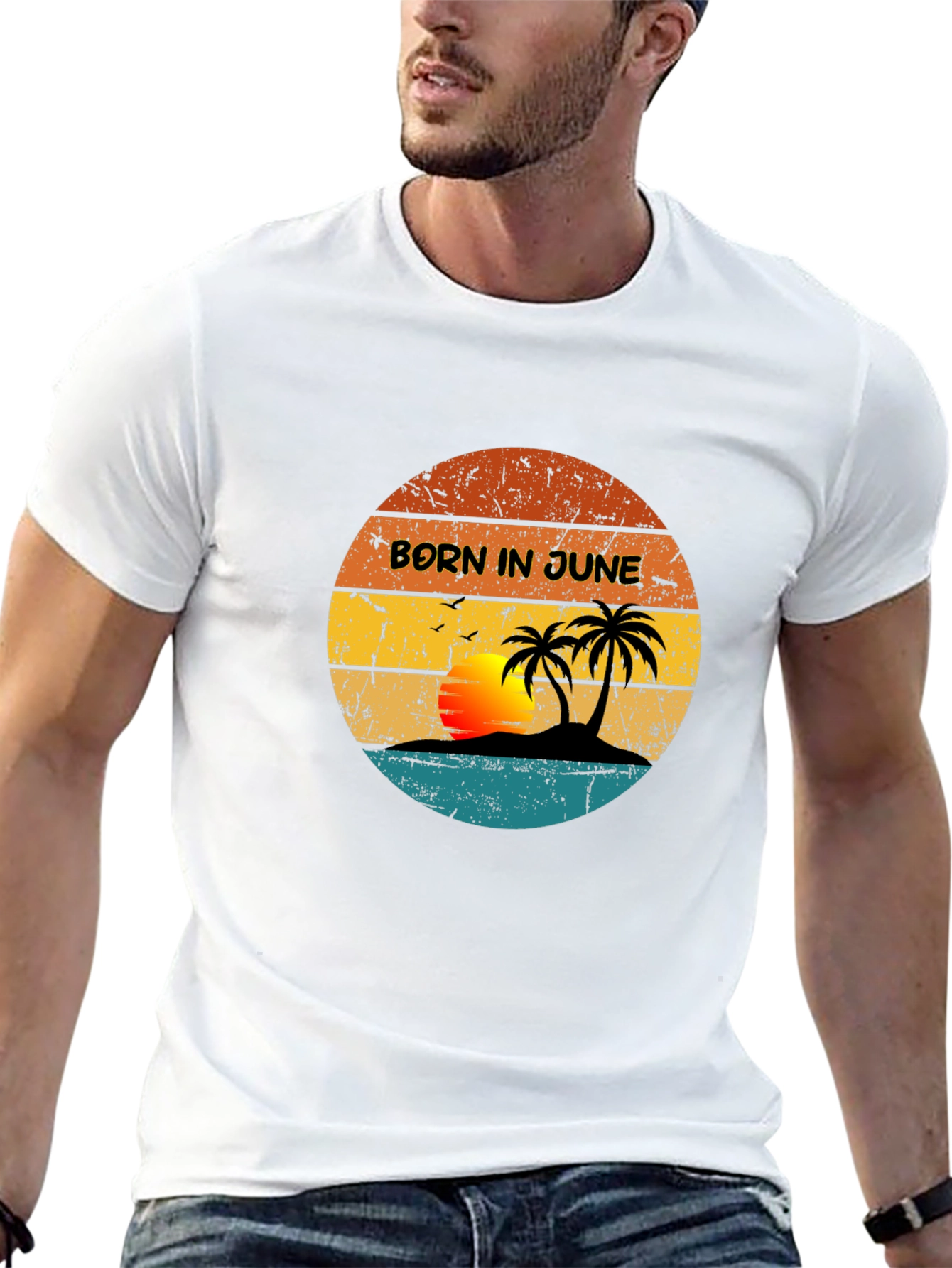 Born in June Tropical Sunset Graphic Tee