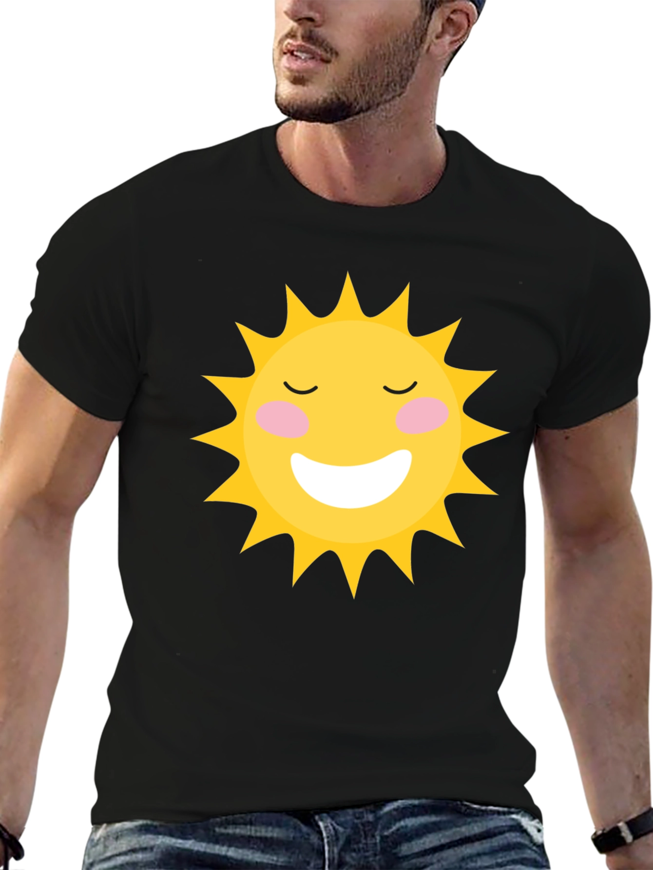 Smiling Sun Graphic Black T-Shirt