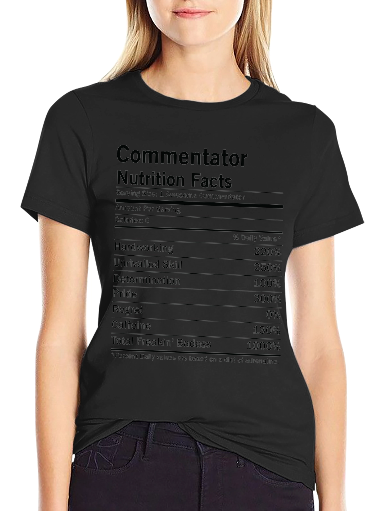 Commentator Nutrition Facts Graphic Tee - Awesome & Unique!