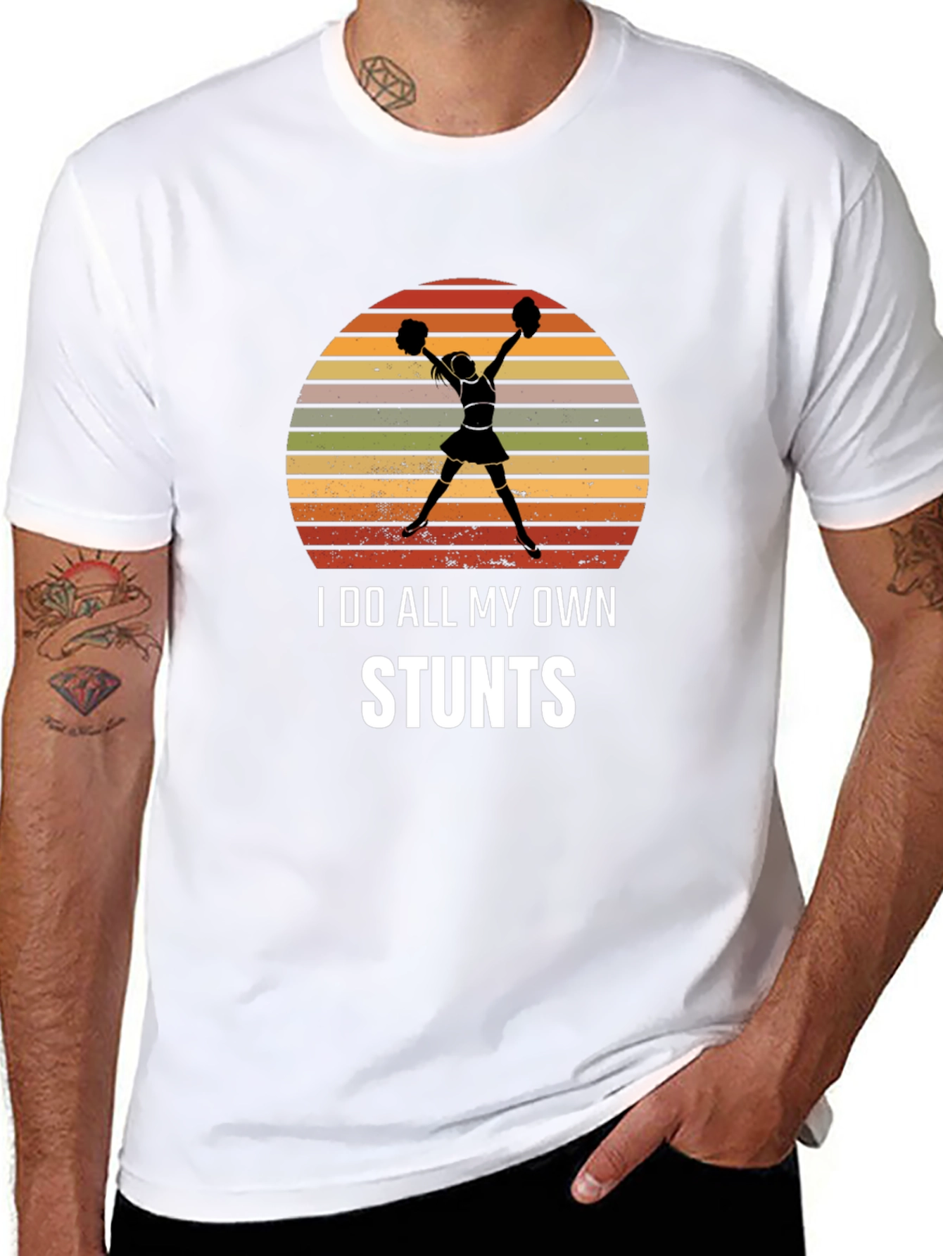 I Do All My Own Stunts Cheerleader Graphic Tee