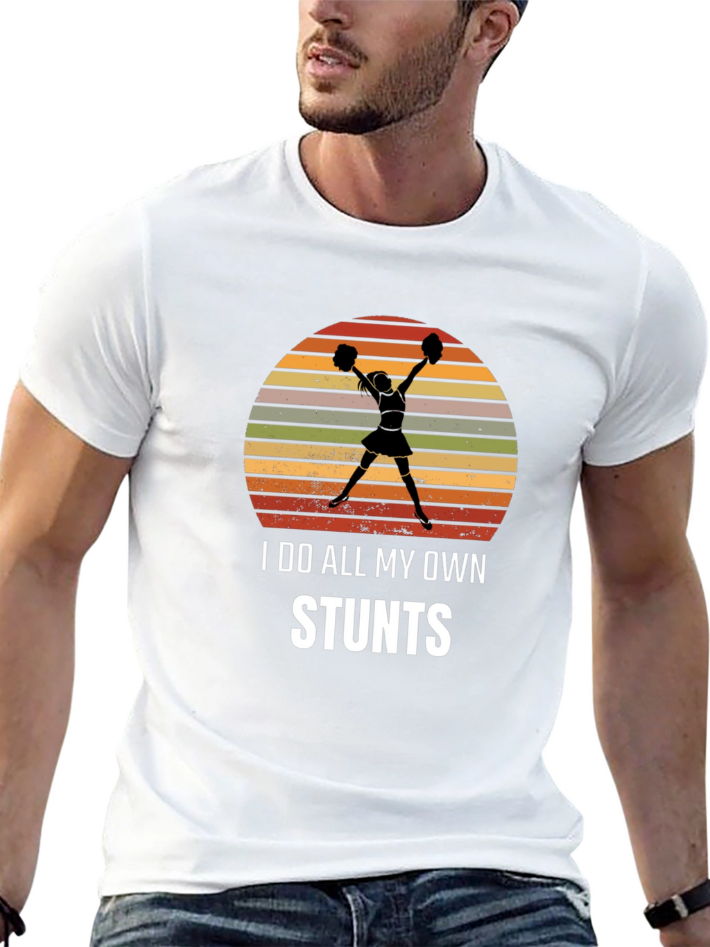 I Do All My Own Stunts Cheerleader Graphic Tee