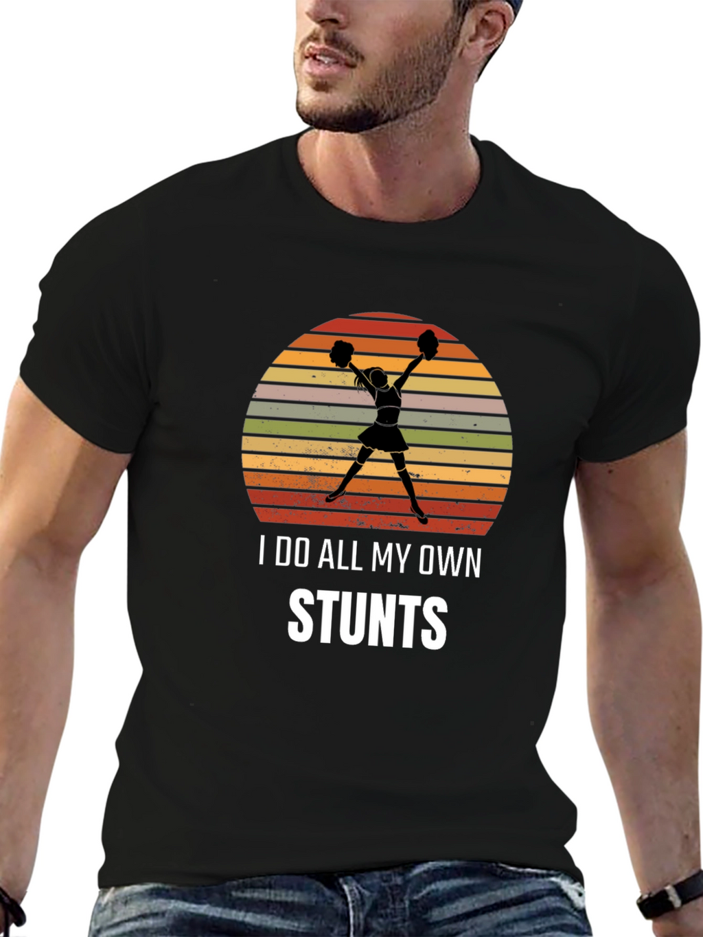 I Do All My Own Stunts Cheerleader Graphic Tee