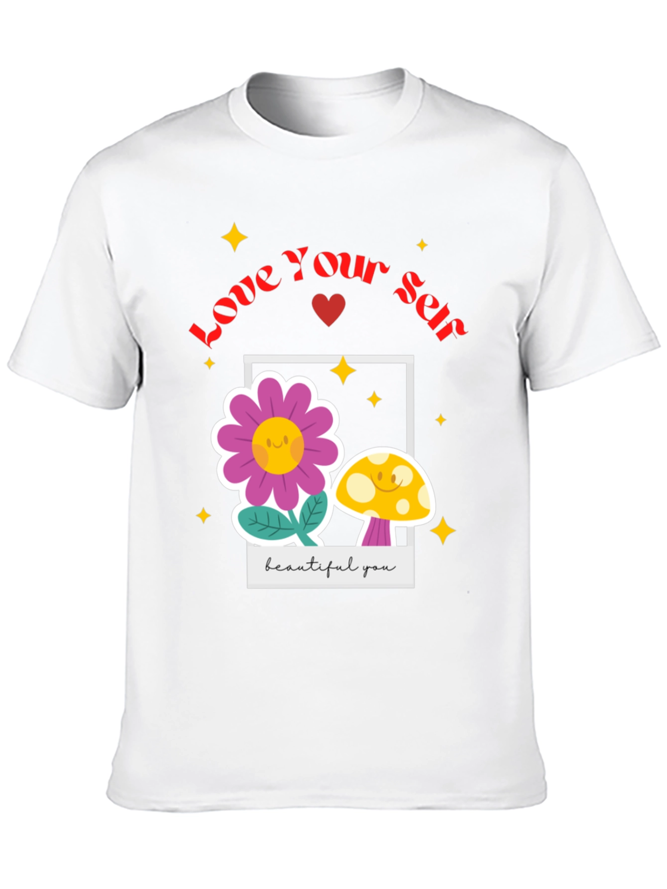 Love Yourself T-Shirt - Black Floral Design
