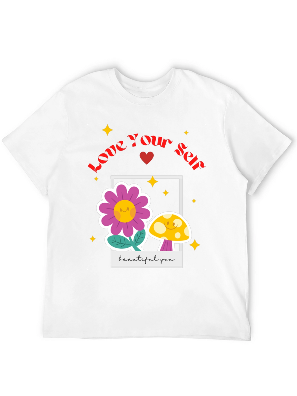 Love Yourself T-Shirt - Black Floral Design
