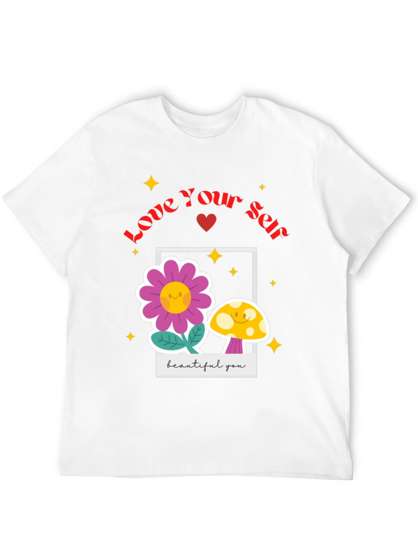 Love Yourself T-Shirt - Black Floral Design