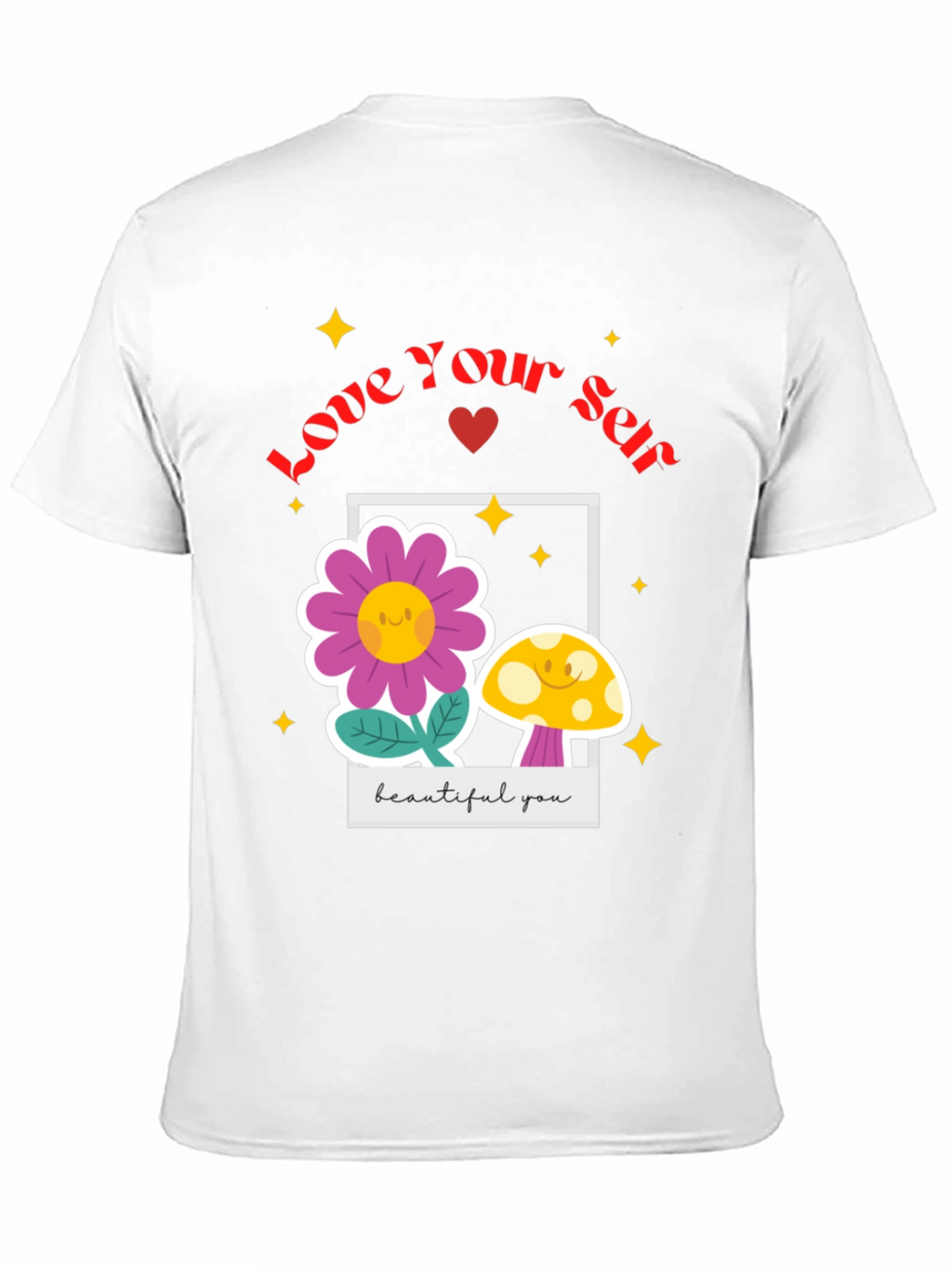 Love Yourself T-Shirt - Black Floral Design